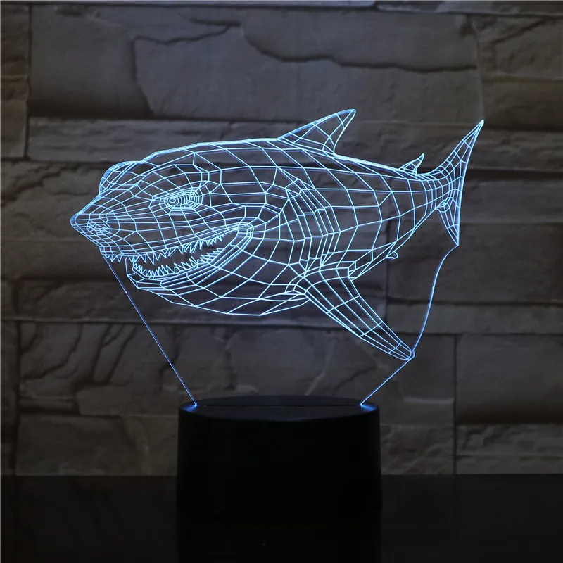

Новая акула USB 3D настольная лампа домашний декор 7 цветов меняющий светодиодный светильник сенсорный пульт дистанционного управления домаш...