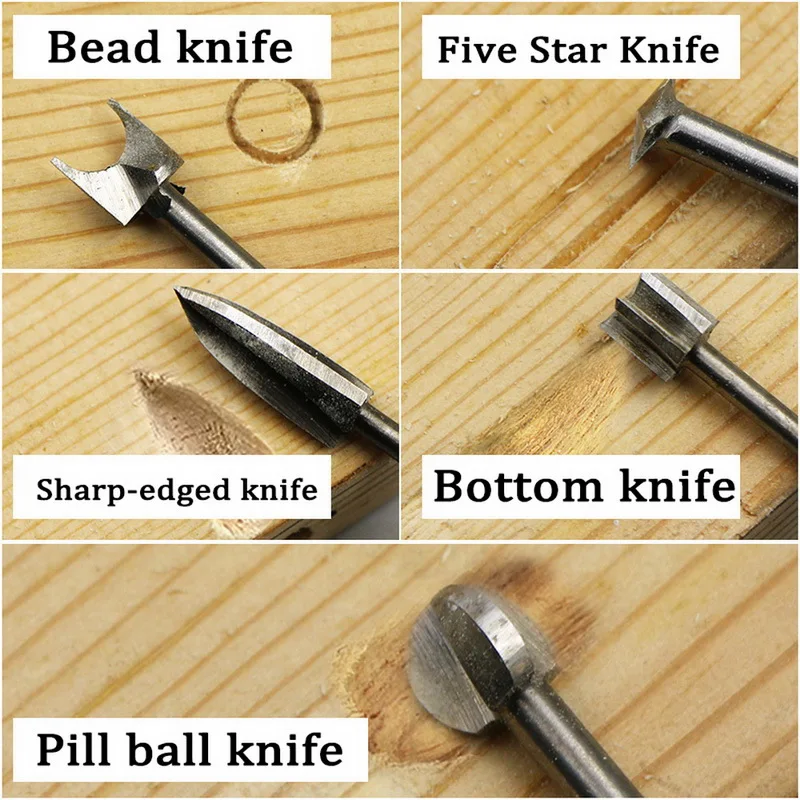 

5Pcs/set Electric Woodworking Engraving Milling Cutter Carving Tool Kit Amber Wood Carving Grinding Repair Electric Grinding Set