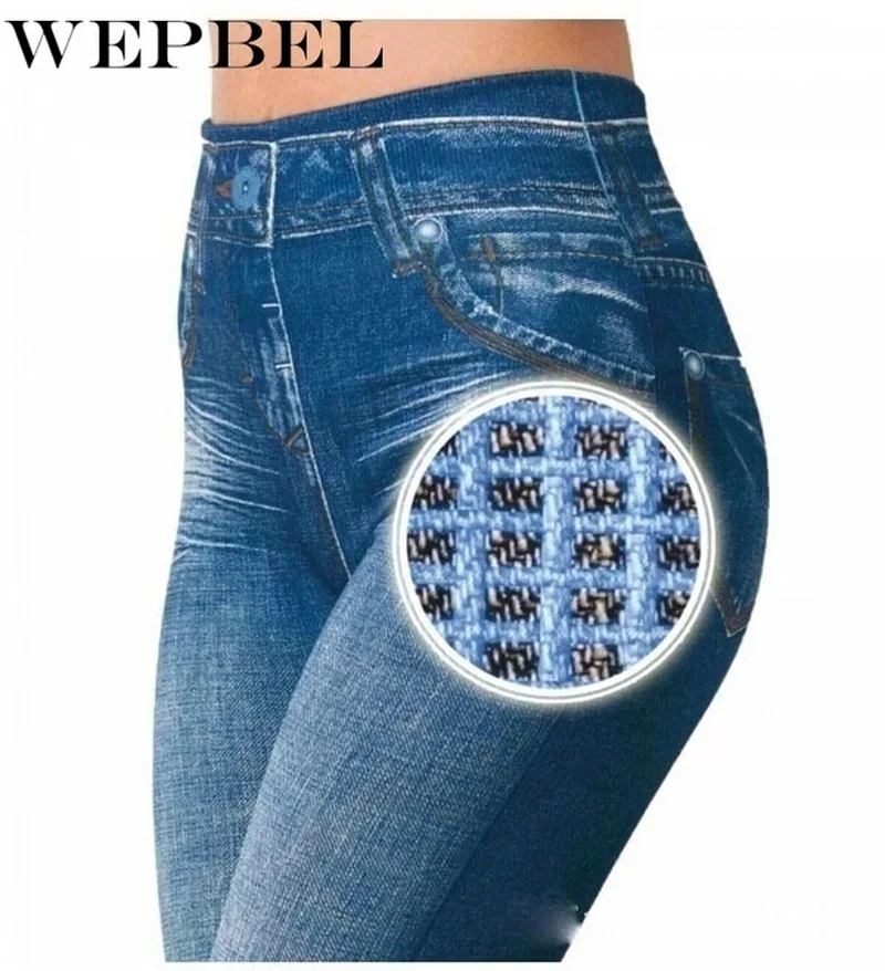 

WEPBEL Push Up Seamless High Waist Warm Jeans Leggings Women Autumn and Winter Elastic Jeggings Denim Pants Leggins