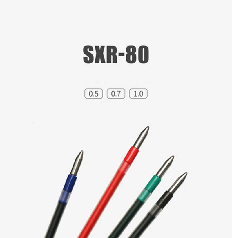 6 шт./лот заправки Uni SXR-80-05 для MSXE5-1000-05 шариковая ручка 0,5 mm-4 цветов(черный, красный, синий, зеленый) на выбор