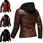 Трендовая новая кожаная куртка с капюшоном, индивидуальная модная мужская мотоциклетная кожаная куртка