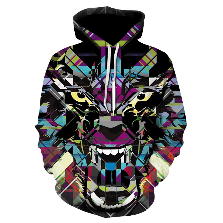 5XL волк толстовки мужские пальто крутые 3d принт мужские толстовки Модный пуловер 3D толстовки с капюшоном уличная одежда с карманом