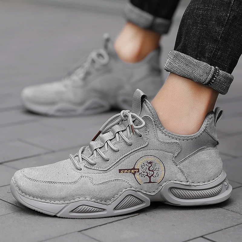 

New Men's Shoes Genuine Leather Men Casual Shoes Fashion Breathable Outdoor Shoes Men Lace-Up Flats Comfortable Moccasins 38-46