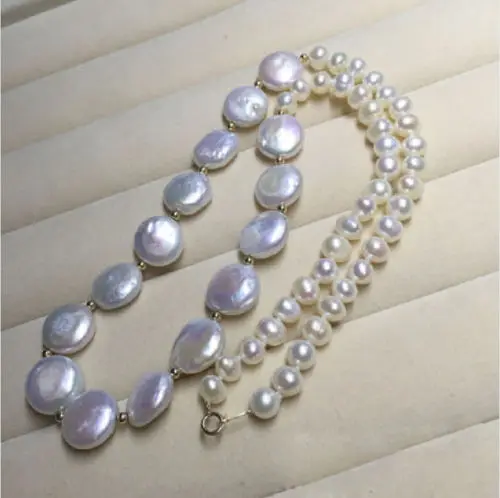 

GORGEOUS 18" 7-8MM / 12-13MM AKOYA SOUTH SEA WHITE NECKLACE PEARL NECKLACE