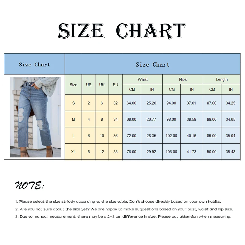 

Loose Ripped Jeans Women Ripped Jeans Streewear High Waist Shredded Female Trousers Lady Jeggings Denim Cropped Pants Undefined