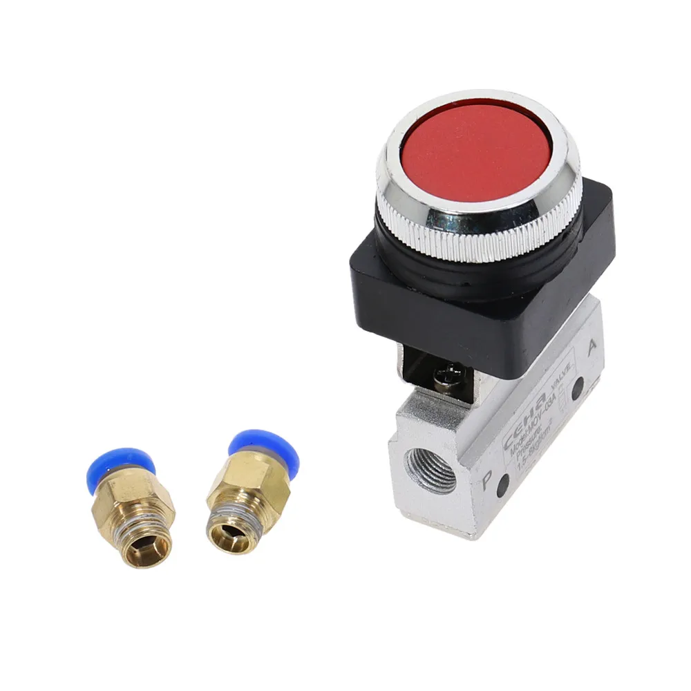 1 шт. механический клапан 1/" резьба 2 положения 3 способ красная плоская кнопка мгновенный пневматический клапан MOV-321PP