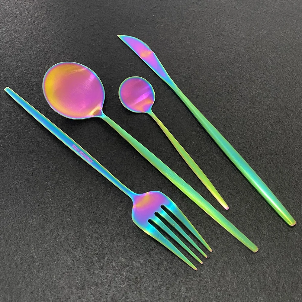 4Pcs Matte Dinnerware Set Black Cutlery Stainless Steel Tableware Knife Fork Spoon Flatware Western Kitchen Silverware | Дом и сад