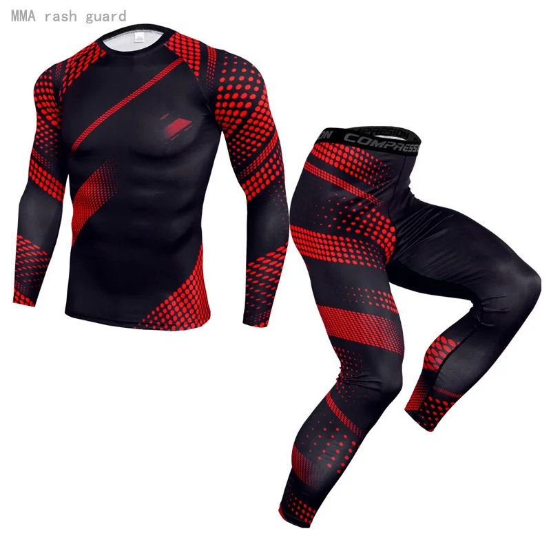 New Thermal underwear set Men's clothing brand Compression sports underwear Quick-drying jogging suit Winter warm MMA underwear