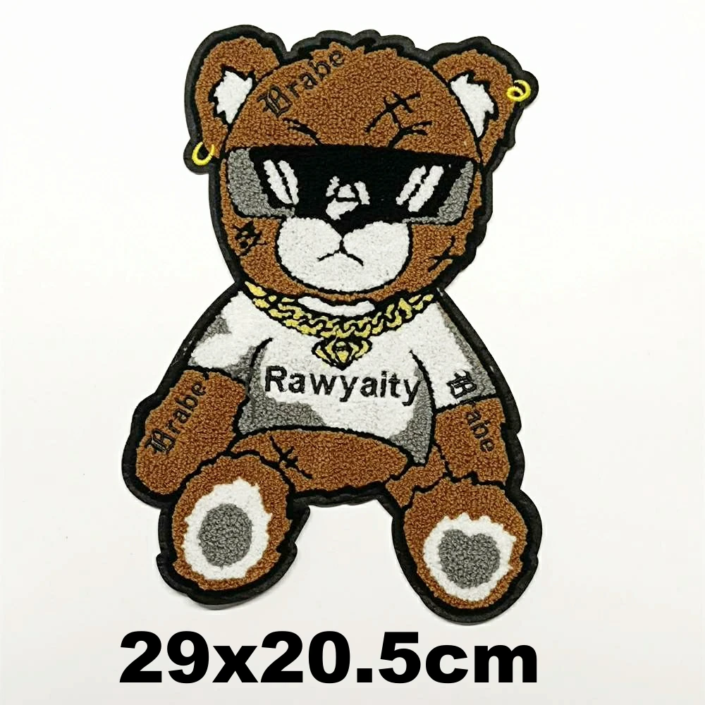 

Design large embroidery big bear animal cartoon patches for clothing HE-3243