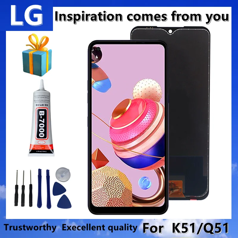 Для LG K51/Q51 K500 ЖК-дисплей с рамкой для LG K51 K500 K500UM кодирующий преобразователь сенсорного экрана в сборе