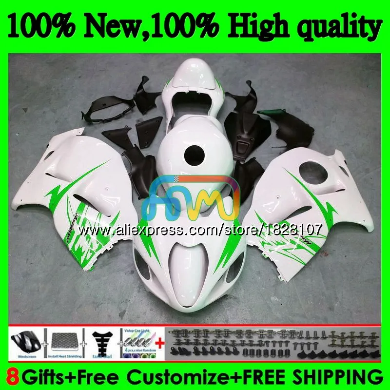 

GSXR 1300 для SUZUKI Hayabusa GSXR-1300 2002 2003 2004 2005 2006 49BS.142 GSXR1300 зеленый белый 96 02 03 04 05 06 07 обтекатель