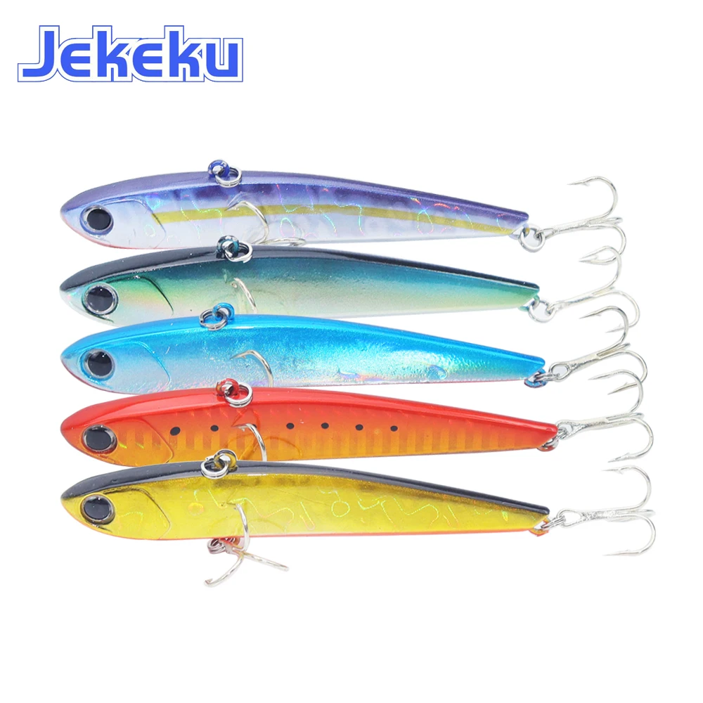 

JEKEKU NEW 1pc90mm 15g Hard Jig Sinking Fishing Lure with 2 Hooks Laser Sticker Artificial Fishing Lure Hot Model Professional