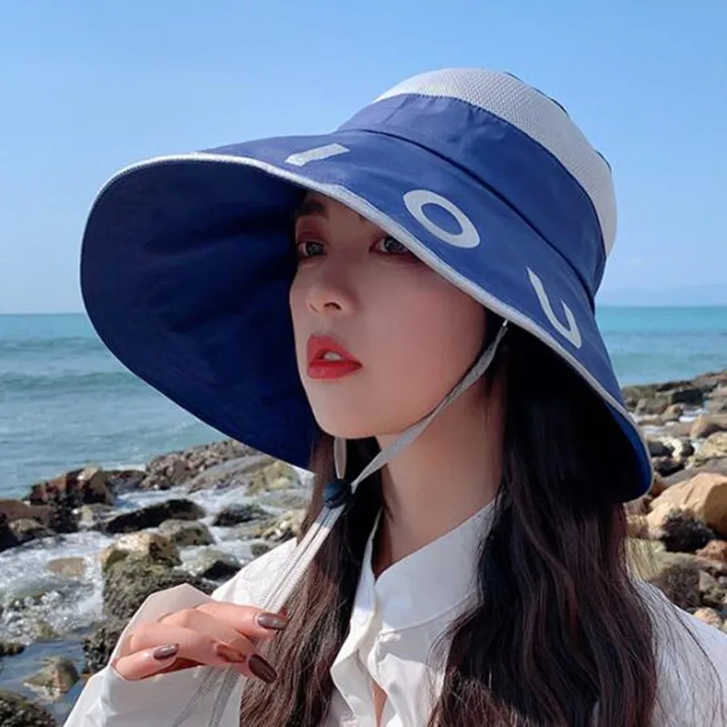 

Foldable Women's Breathable Mesh Cap Panama Bucket Hats Multicolor Summer Oversized Brim Sunscreen Travel Caps Female Beach Hat