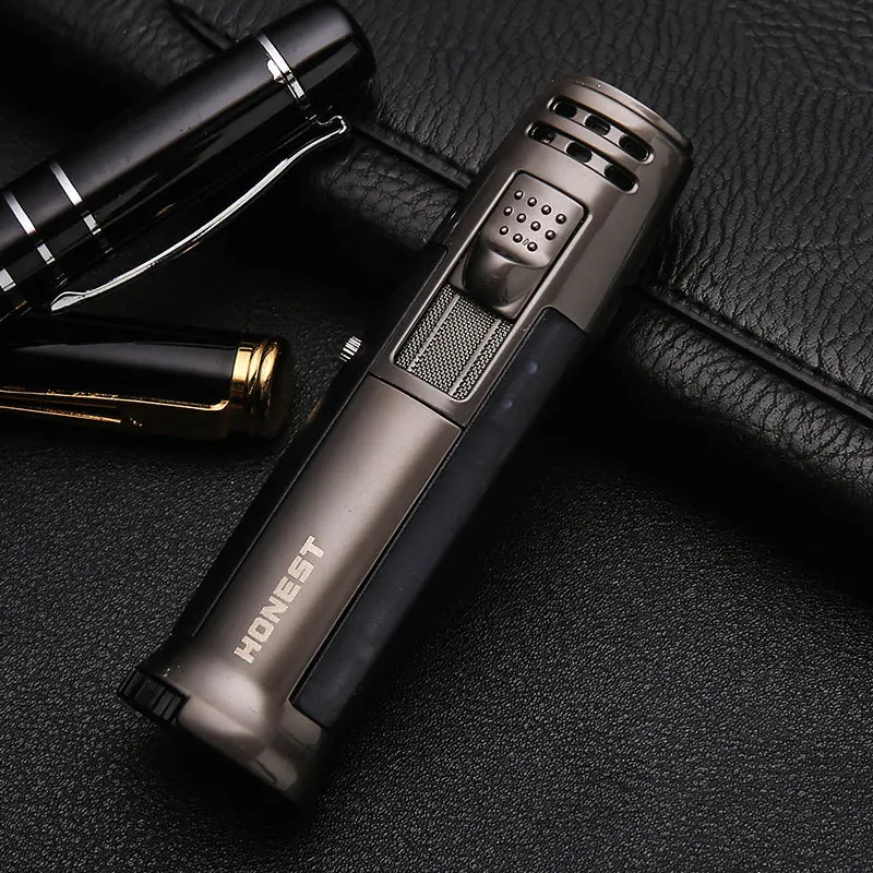 Ветрозащитная Зажигалка для сигар 1 фонарь зажигалка с синим пламенем Бутан