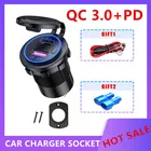 Зарядное устройство USB QC 3,0 + PD с выключателем, адаптер для розетки питания, водонепроницаемый прикуриватель для 12 В, 24 В, для автомобилей, грузовиков, лодок, двигателей на колесах