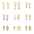 Модный Медь Змея Крест серьги-кольца для женщин простой золотистый в винтажном стиле с подвеской CZ серьги, модное ювелирное изделие ювелирные изделия стерлингового orecchini donna; Кожаные туфли-лодочки