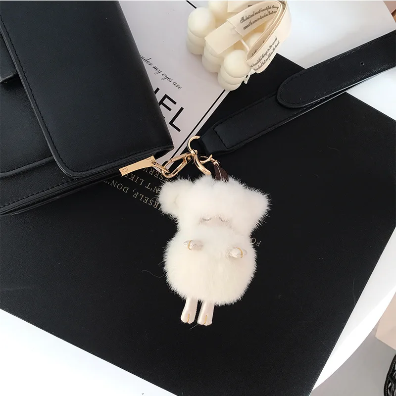 Модный прекрасный брелок с норкой натуральным мехом милые рисунком спящей