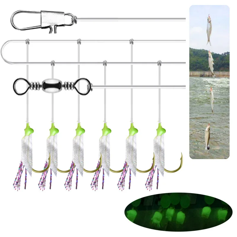 

Fish Skin string Hook 8-19 6 Hooks Group with Fishy Flavor fishing lot