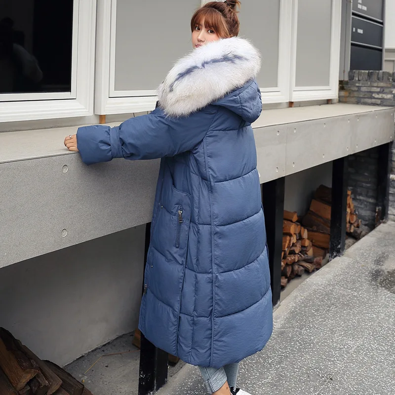 Толстая Повседневная Длинная парка с капюшоном и карманами Женская однотонная