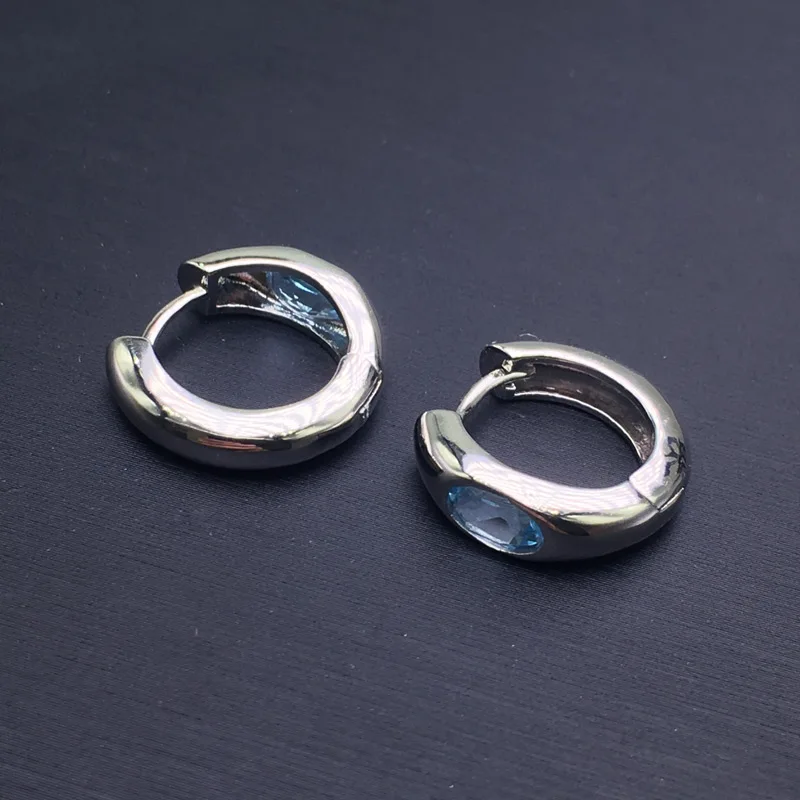 Женские серьги CSJ с небесно синим топазом 925 пробы серебряные вечерние для