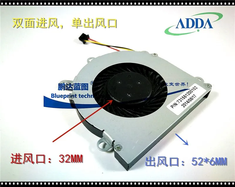 Новый бесшумный турбинный охлаждающий вентилятор ADDA AB05005HX06K300 51 5 см * 6 мм В для