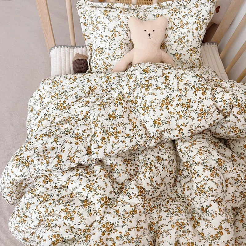 

Korean Floral Muslin Baby Children's Quilt Cotton Quilt Baby Beds Baby Bedding Quilts for Baby Kids Infant Comforter Duvet