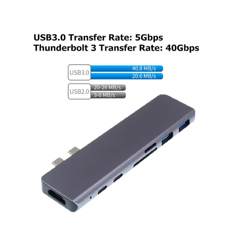 Trumsoon USB 3,1 type C к HDMI 4K USB 3,0 Thunderbolt 3 USB-C конвертер SD TF кардридер адаптер для нового Macbook Air Pro