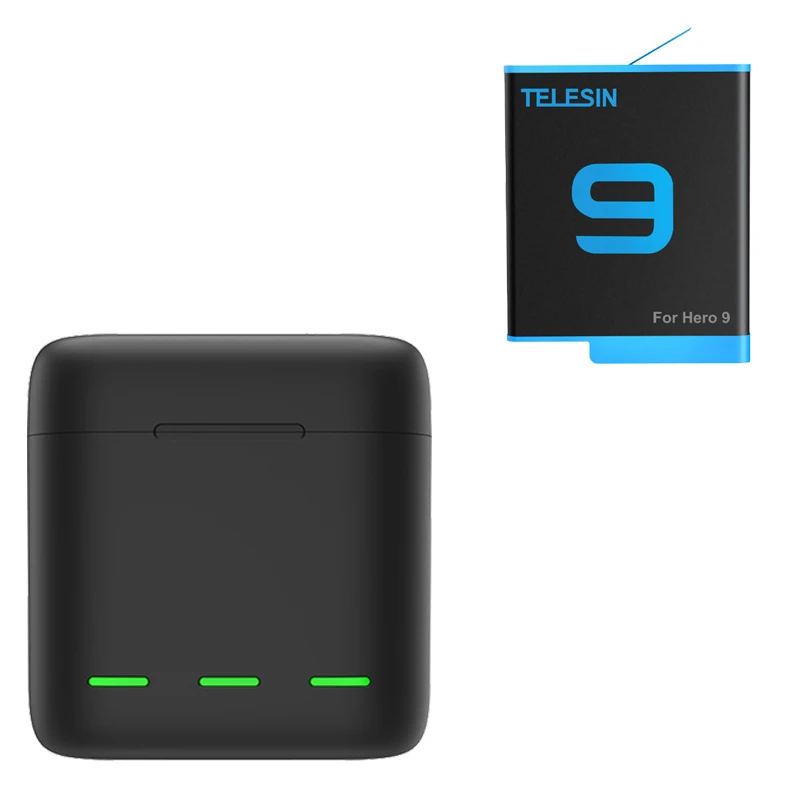 

GoPro 9 Battery Charger 3 Way Smart Charging Case Go Pro Rechargeable 1750mAh Battery Storage Box For Gopro Hero 9 Accessories
