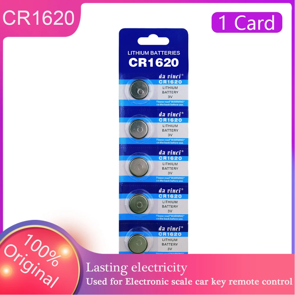 

5PCS/Card 100% Original CR1620 3V Lithium Button Battery CR1620 For Watch Calculator Clock Remote High Quality Coin Cell Replace
