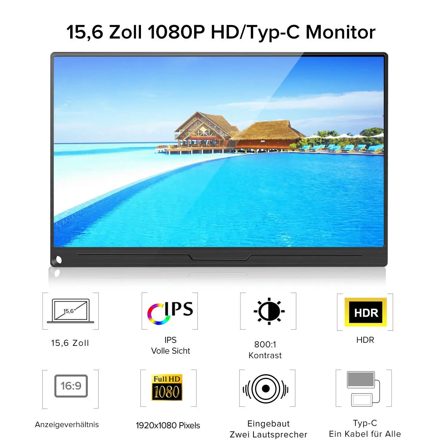 Новинка 2020 Ультратонкий портативный монитор FHD 15 6 дюйма HDR IPS экран 1920x1080 USB Тип C HDMI