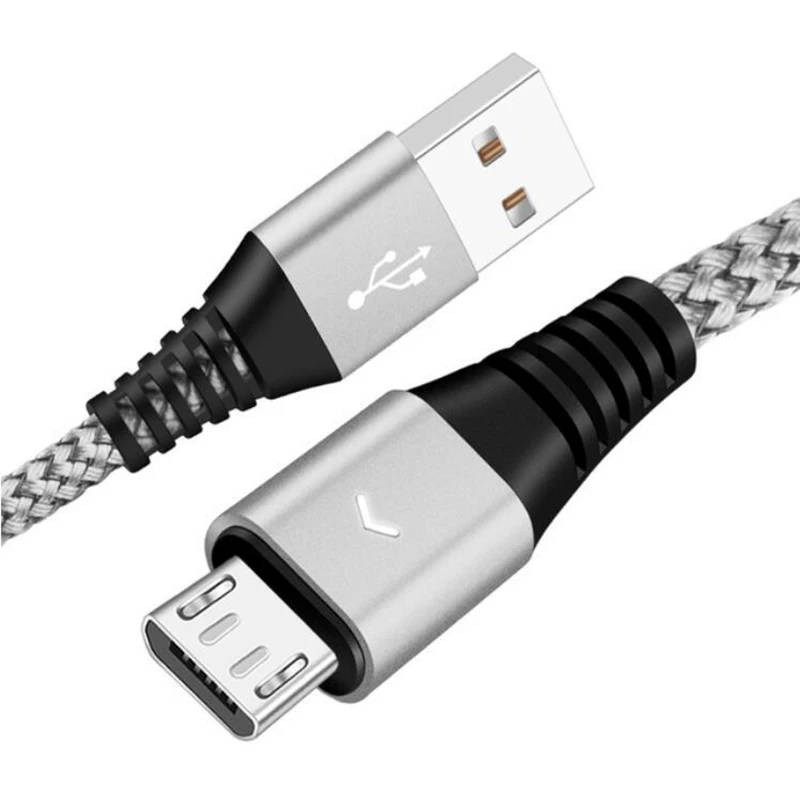 Silver Micro USB кабель 0,3 м 1,2 м 1,8 м нейлон быстрая Синхронизация данных зарядки зарядное устройство кабель провод для Samsung Xiaomi LG мобильный телефон HTC кабели - Тип штекера: Silver