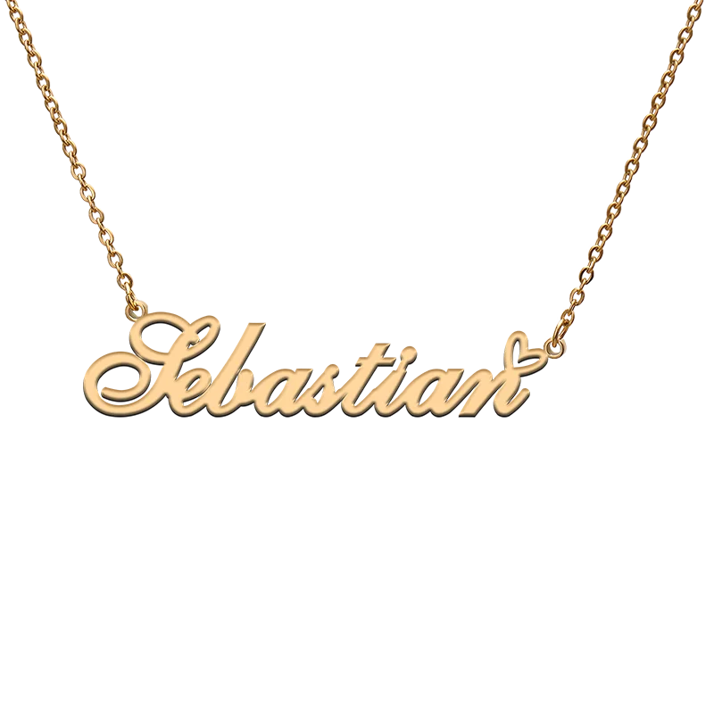 

God with Love Heart Personalized Character Necklace with Name Sebastian for Best Friend Jewelry Gift