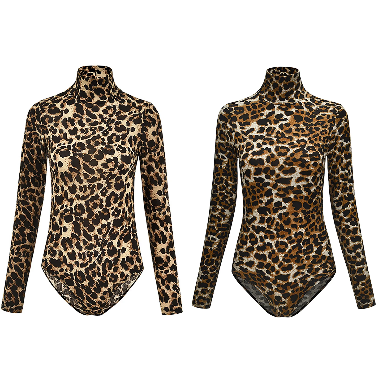 

Sexy Ladies Leopard Printed Jumpsuits for Women One Piece Gymnastics Leotard Long Sleeve Casual Skinny Dancing Costume Dancewear