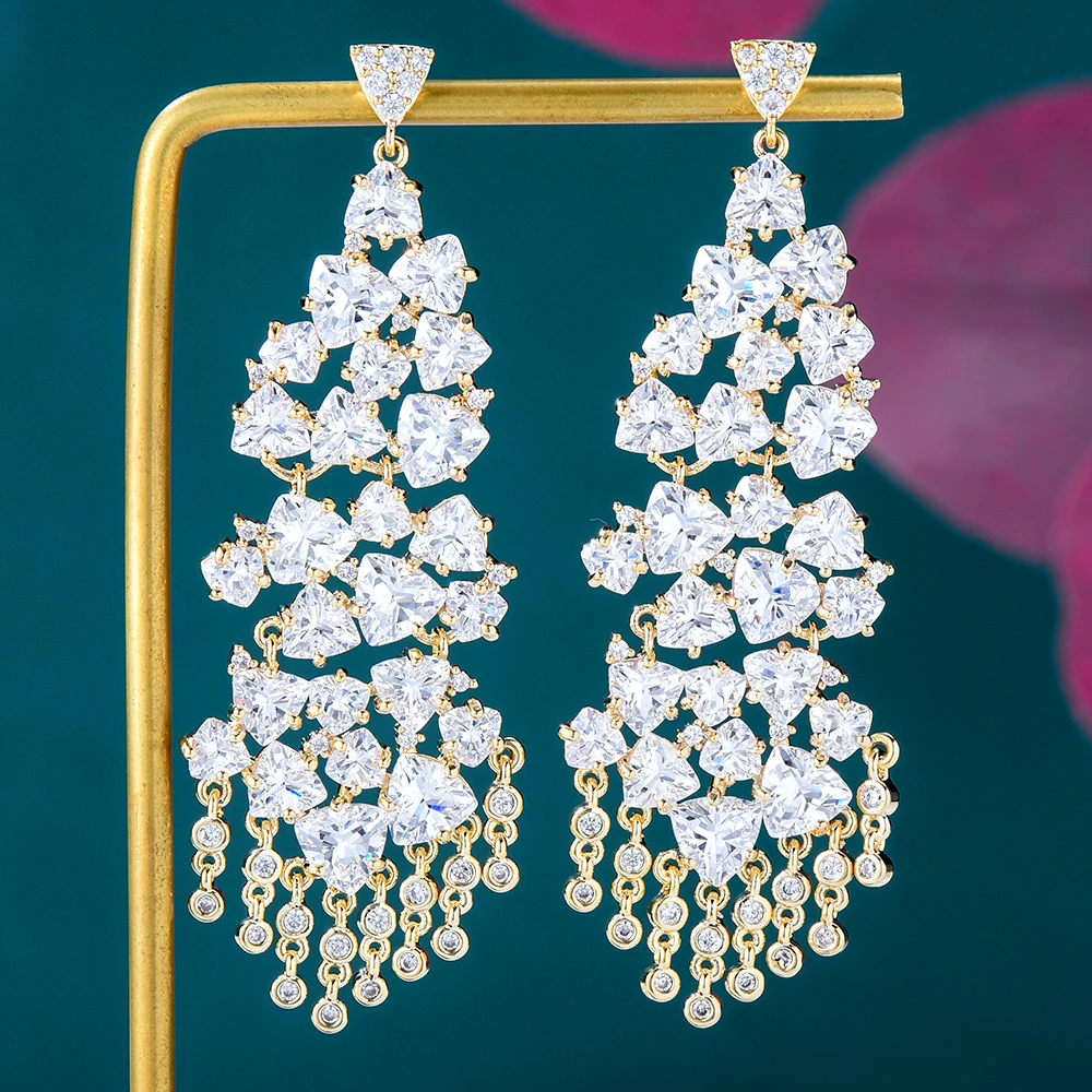 

Женские блестящие серьги-подвески с кристаллами