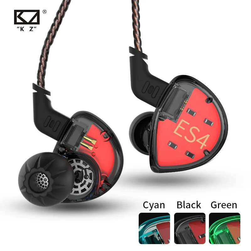 KZ ES4 сбалансированная арматура с динамическими наушниками в ухо BA драйвер