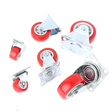 4pcs/set 1.5inch Furniture Casters Wheels Red Rubber Swivel Caster Roller Wheel Furniture Supplies