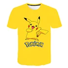 2021 детская 3D футболка, топы Пикачу, летняя футболка с коротким рукавом, детские тканевые рубашки с рисунком для мальчиков и девочек