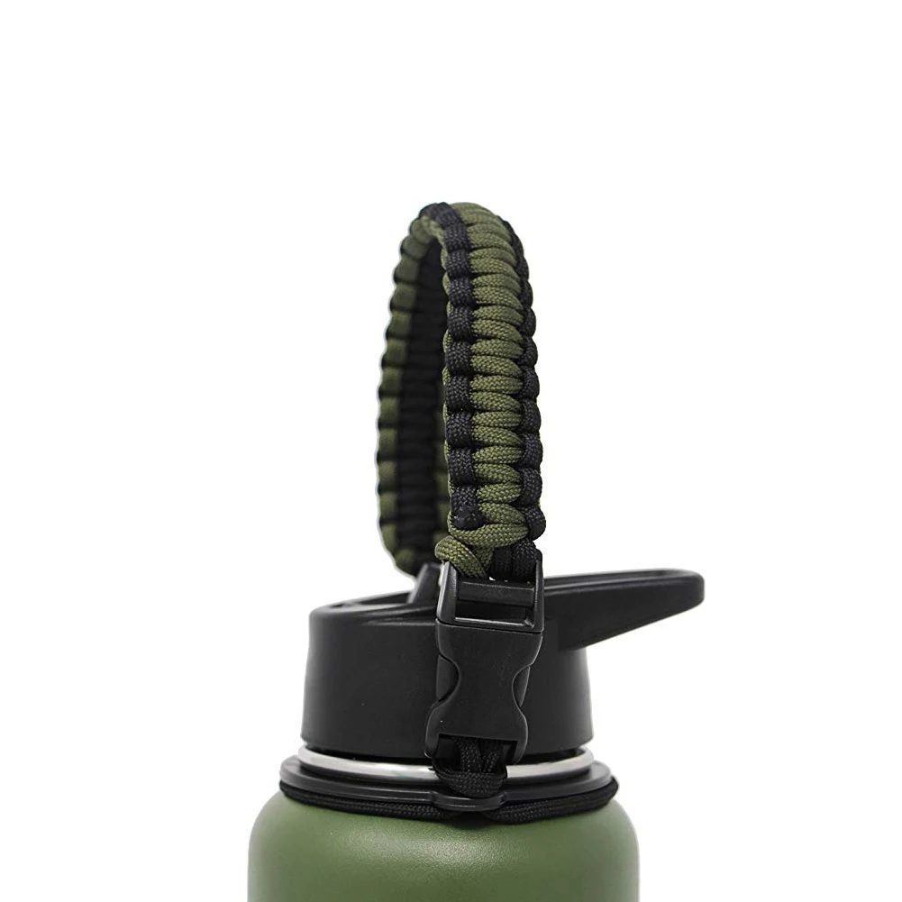 

Water Bottle Simple Hiking Carrying 7 Core Cup Holder Paracord Fits Wide Mouth Braided Handle Strap Accessories