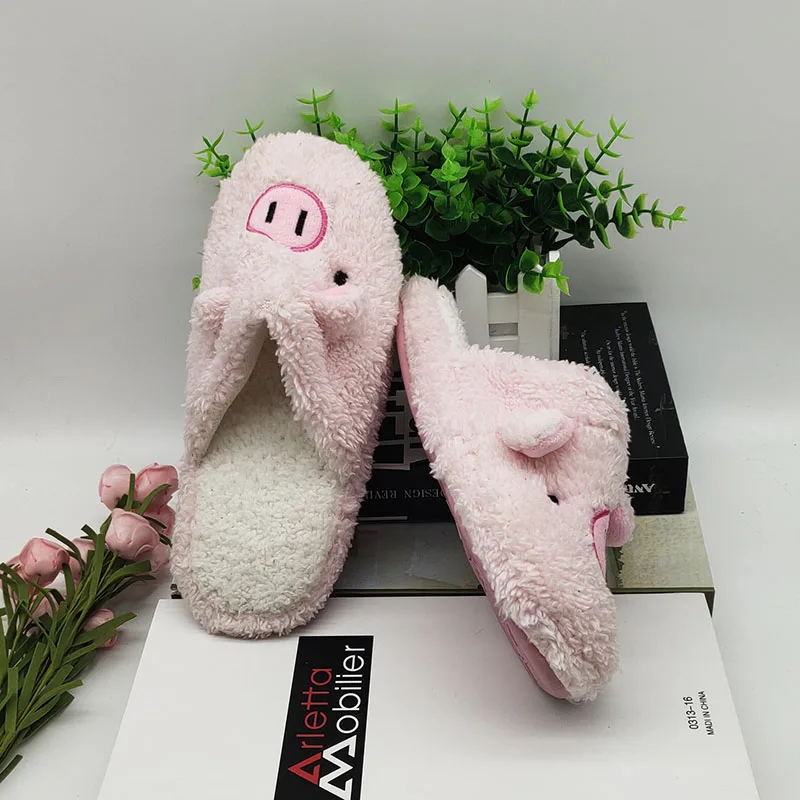 Pig Cute Animal Slipper For Women Girls Fashion Kawaii Fluffy Winter Warm Slippers Woman Cartoon Funny Shoes House Slippers
