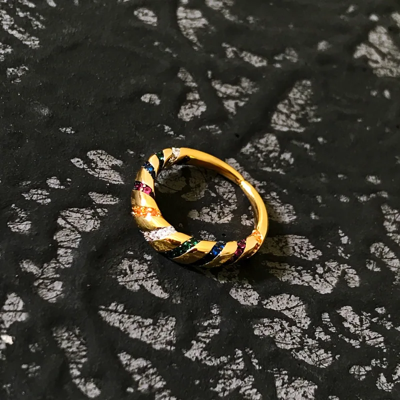 

s925 sterling silver colorful tribal ring female personality rhombus design golden yellow fashion ring bohemian style