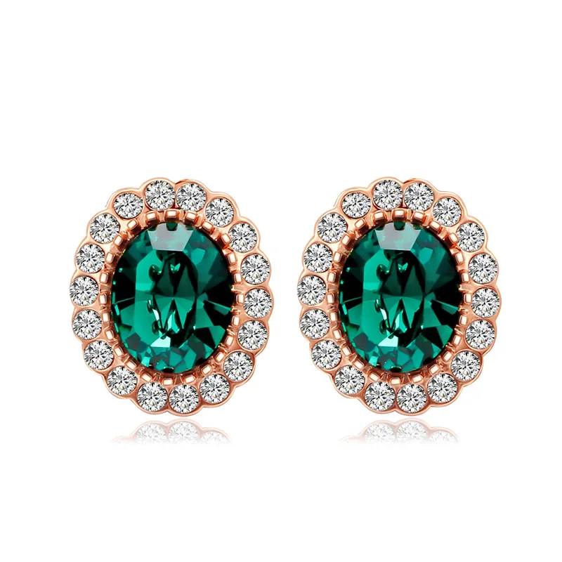 

FASHION NATURAL EMERALD GEMSTONE EARRINGS ROSE GOLD CITRINE SAPPHIRE DIAMOND STUD EARRING FOR WOMEN WEDDING ENGAGEMENT JEWELRY