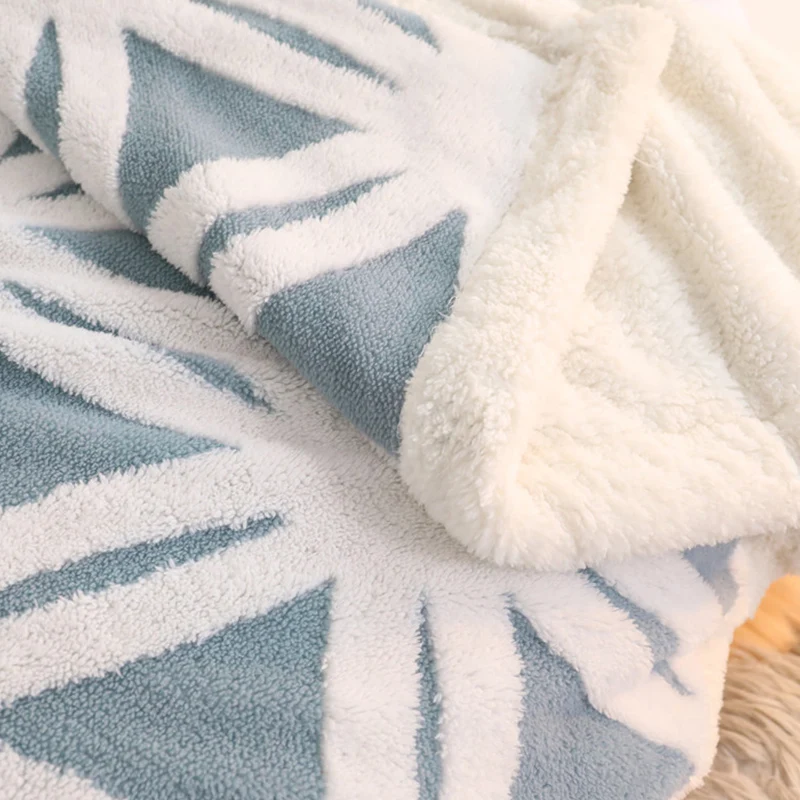 

Blankets, quilts, thickened warm coral cashmere sofa in winter
