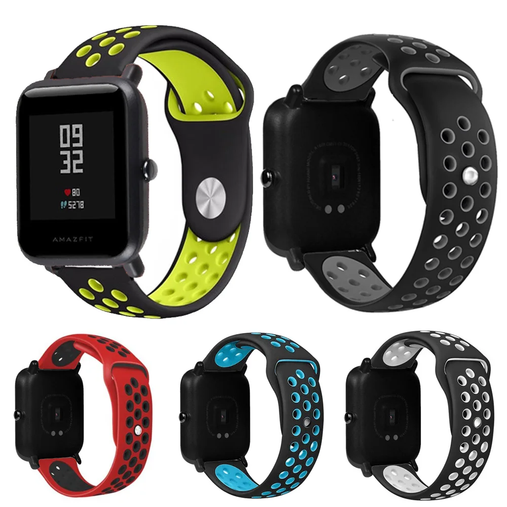 Спортивный ремешок для часов Huami Amazfit Bip силиконовый GTS Stratos 2 3 Pace 2s аксессуары