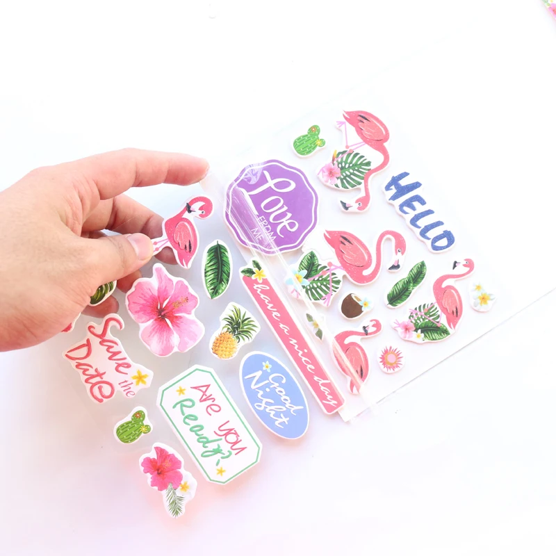 Domikee Cute glitter cartoon unicorn animal shape school kids decorative DIY stereoscopic stickers for scrapbooking phone craft |