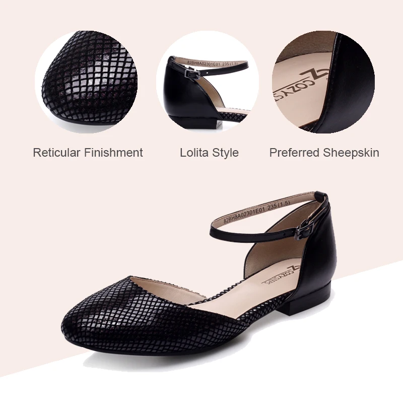 

Cozy Steps Women's Black Flat Shoes Summer Sandals With Skirt Dark Pattern Fashion Sandal Shoes Shoes Brand 2021 8A02301