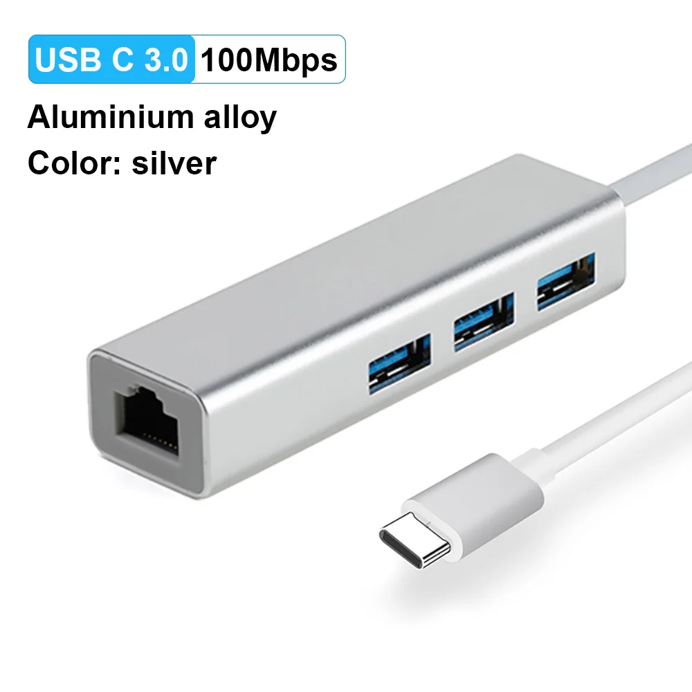 USB C3.0 100M Silver OFCCOM USB C Ethernet USB 3,0 2,0 к RJ45 концентратор 10/100/1000 м Ethernet адаптер Сетевая карта USB Lan для Macbook Windows Tpec C - Цвет: USB C3.0 100M Silver