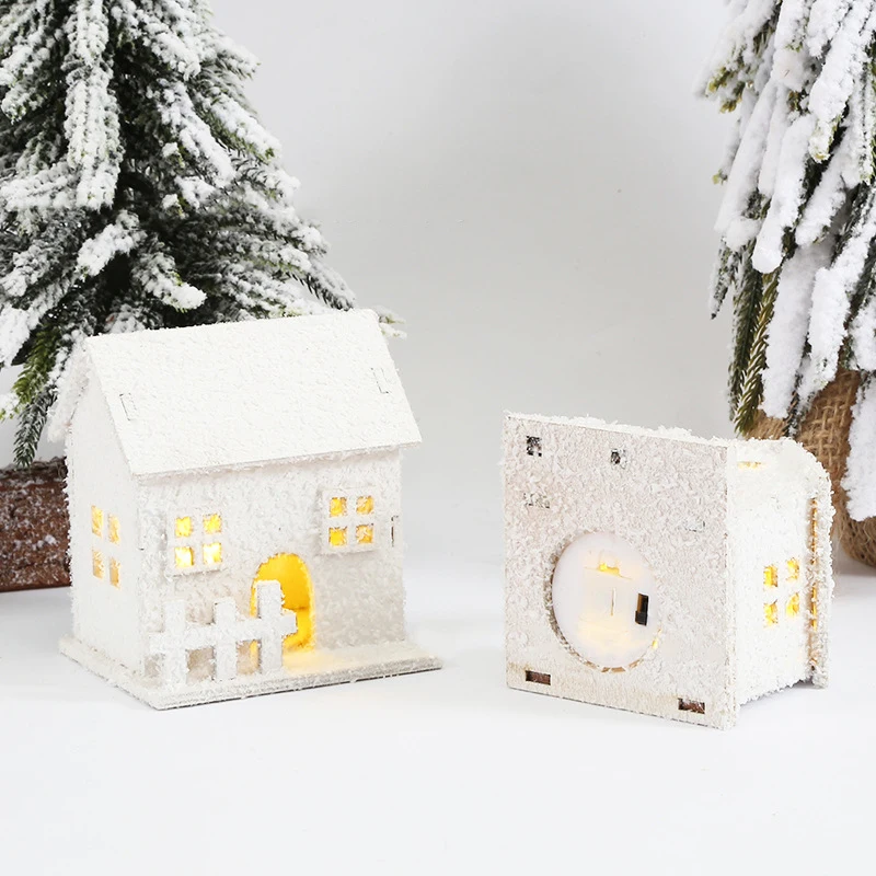 

Christmas Luminous Cabin Christmas Wooden Snowflake House Glittery LED Light Home Decoration Bedroom Living Room 2022