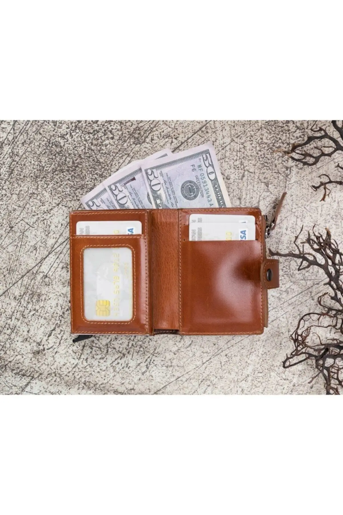 

Leather Badge Holder-wallet Rfd Rst2ef Tan
