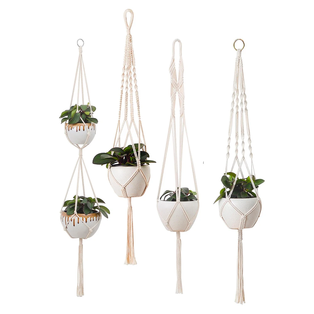 

Pc Plant Hanger Basket With Hook Handmade Cotton Rope Net Tapestry Flower Basket Flower Pots Holder For Home Decoration Richly