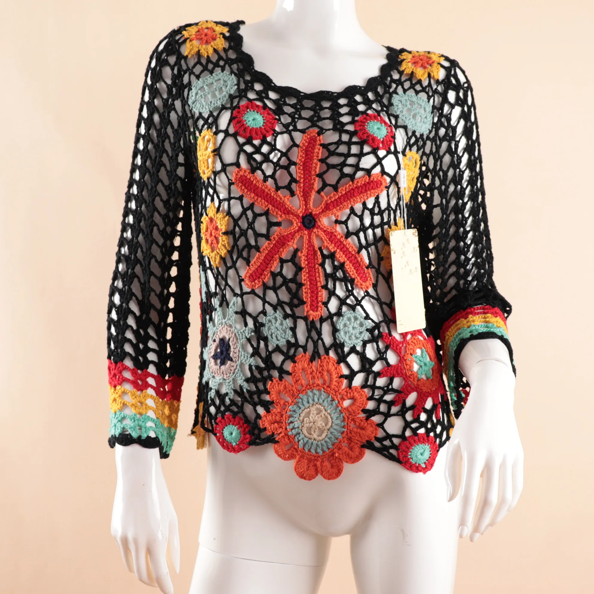 Новинка женский модный вязаный крючком пуловер H80 &amp S90 блузка рубашка майки топы